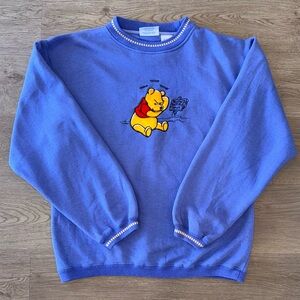 Vintage Winnie The Pooh Purple Disney Fleece Crewneck Embroidered Sweatshirt M